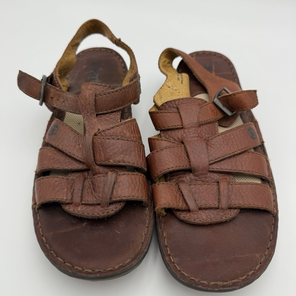 Boc Born Leather Fisherman Sandal Brown Sz.‎ 11 Buckle Casual Comfort Boho M/W